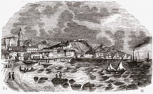 1800年代半ばにスペインのマラガ市と港